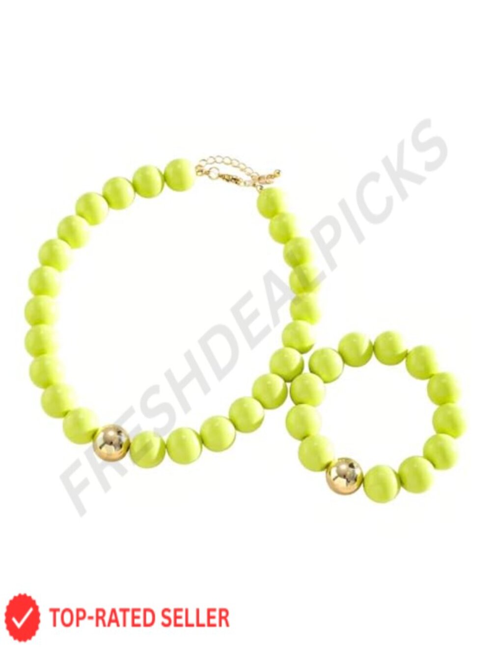 2Pcs Acrylic Beaded Choker Necklace Bracelet Set Boho Stackable Jewelry